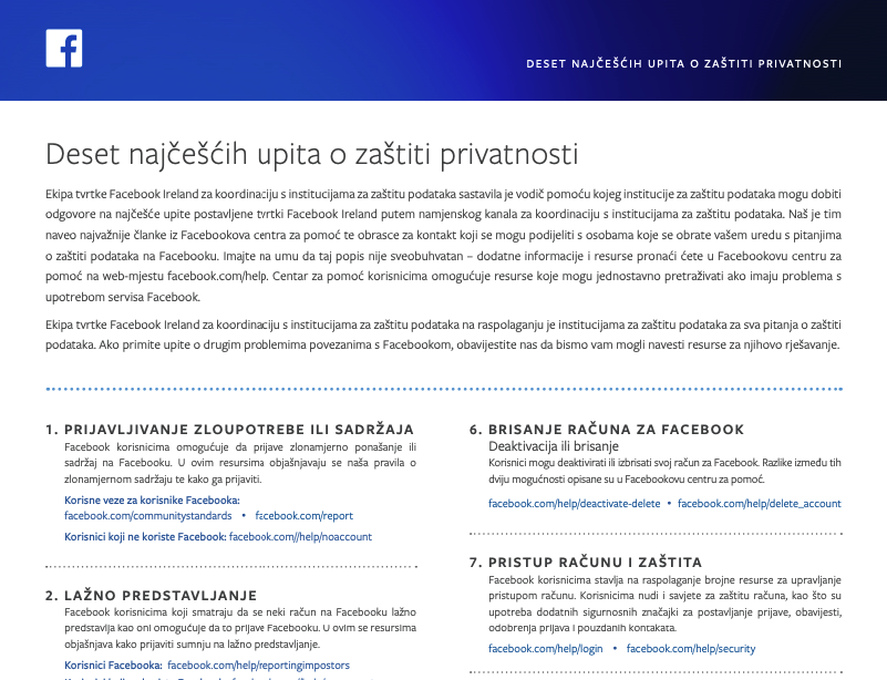 Deset najčešćih upita o zaštiti privatnosti