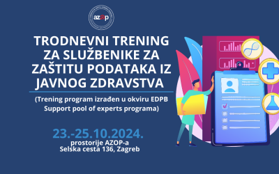 Trodnevni trening za službenike za zaštitu podataka u sektoru javnog zdravstva 23.-25.10. – prijave u tijeku